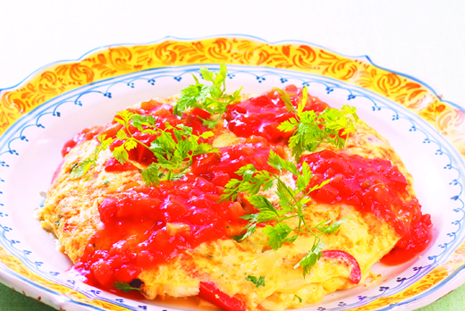 ベニズワイガニのスパニッシュオムレツ